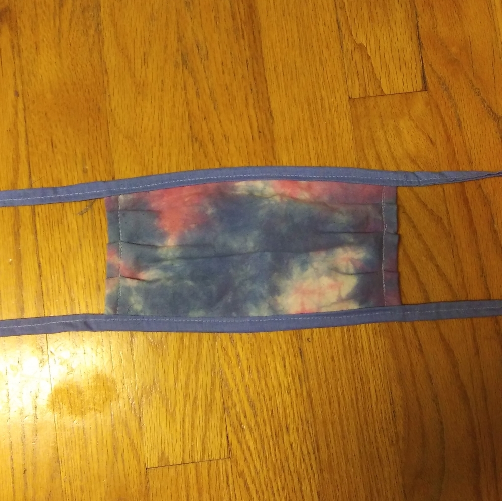Handmade tie dye face mask. Spring hippie